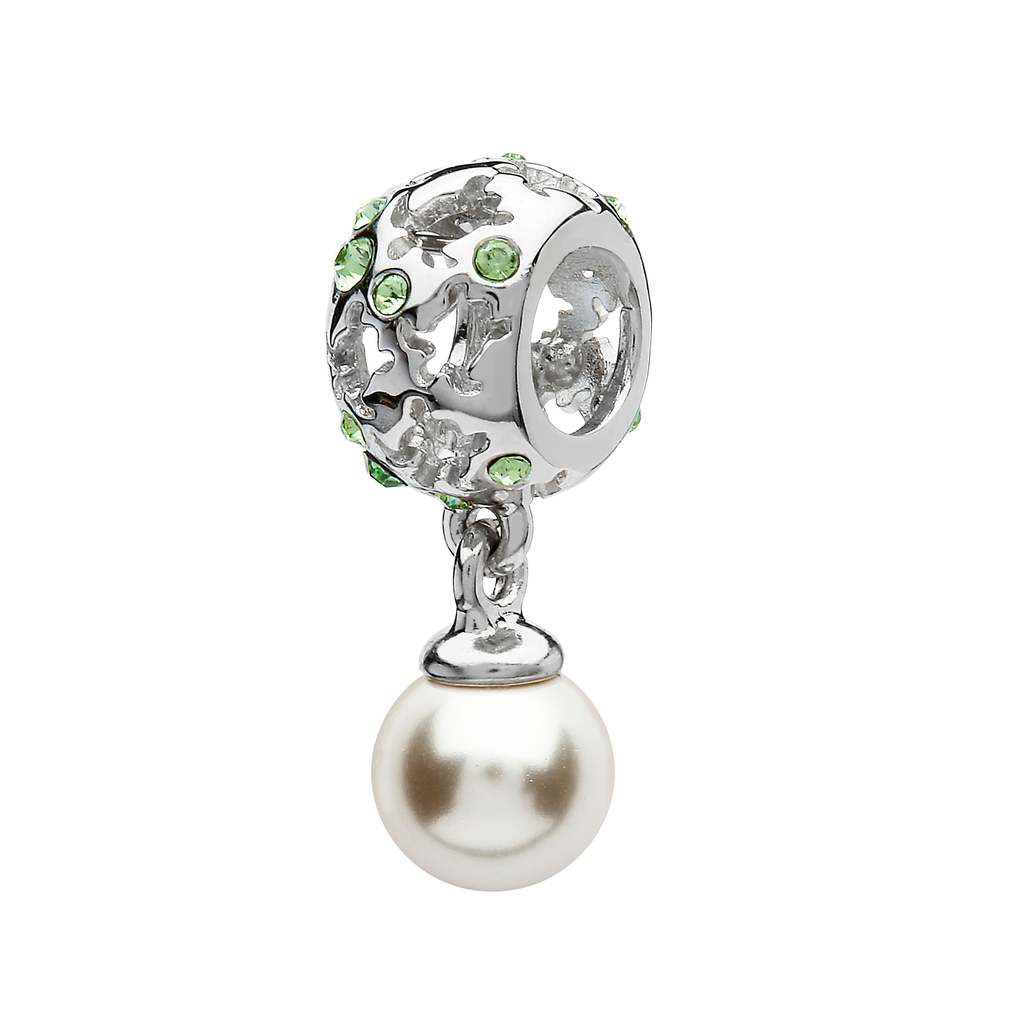 BEADS OCEAN TD BEAD - Sterling Drop Turtle w/ PEARL & CRYSTALS