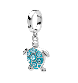 BEADS OCEAN TD BEAD - Sterling Dangle Turtle w/ AQUA CRYSTALS