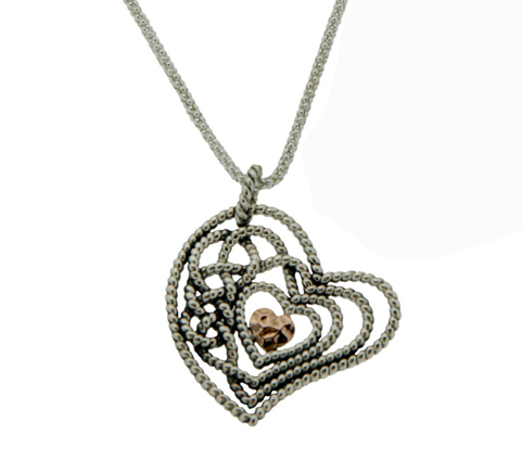 PENDANTS & NECKLACES CLEARANCE - KEITH JACK STERLING & ROSE GOLD HEART PENDANT - FINAL SALE