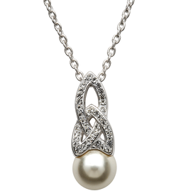 PENDANTS & NECKLACES SHANORE STERLING TRINITY PEARL PENDANT with SWAROVSKI CRYSTALS