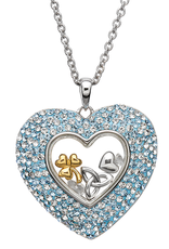 PENDANTS & NECKLACES SHANORE STERLING HEART AQUAMARINE PENDANT with SWAROVSKI CRYSTALS