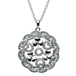 PENDANTS & NECKLACES SHANORE STERLING WHITE & GREEN SHAMROCK MEDALLION w CRYSTALS