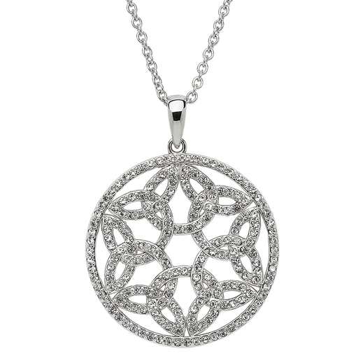 PENDANTS & NECKLACES SHANORE STERLING WHITE TRINITY MEDALLION with SWAROVSKI CRYSTALS