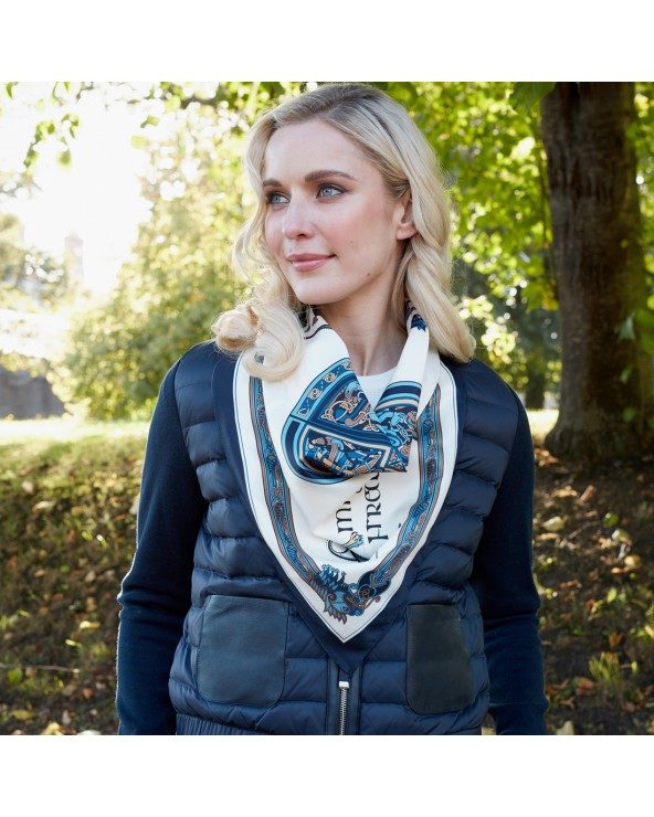 ACCESSORIES BOOK of KELLS SQUARE SIGNATURE SCARF - Navy/Blue/Beige