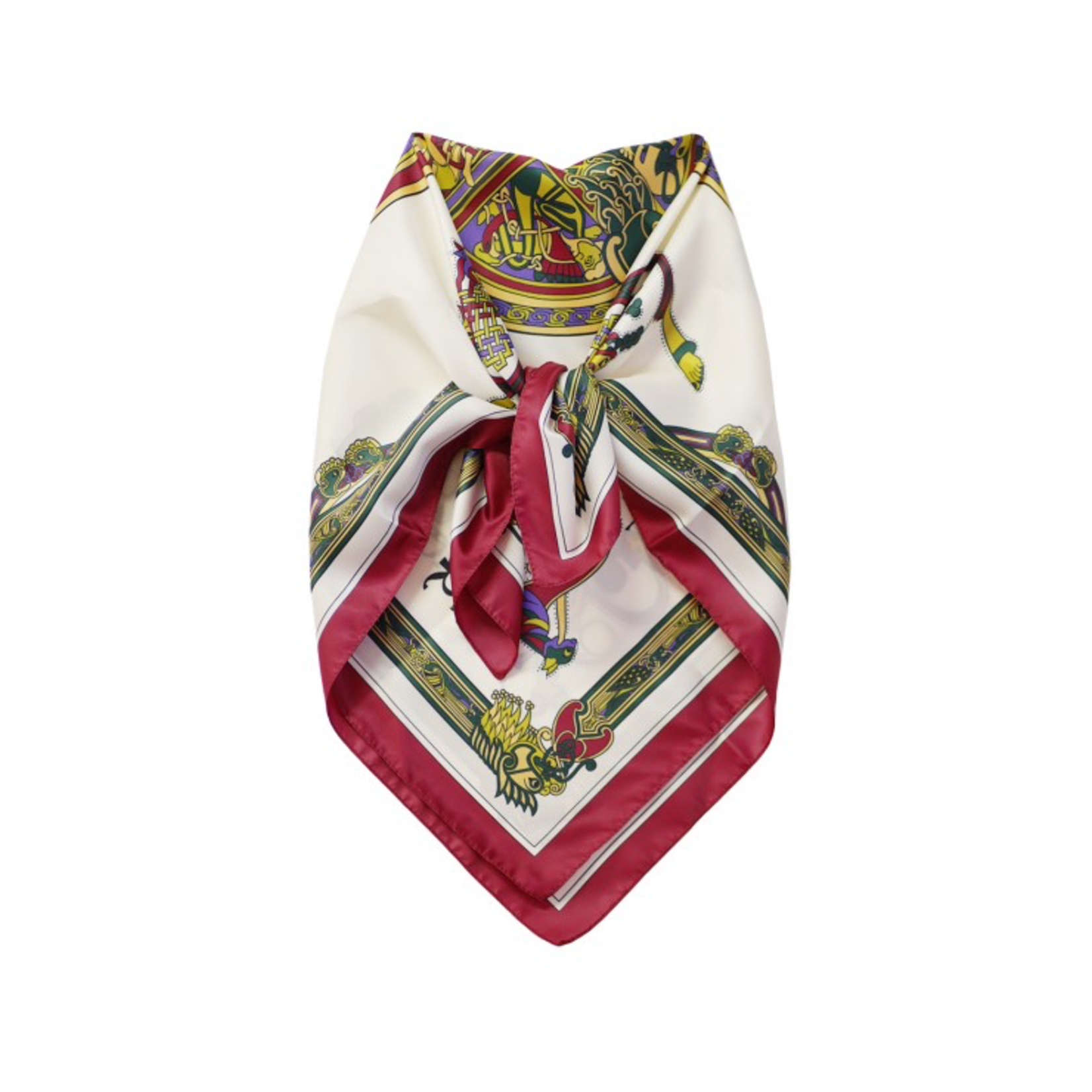 ACCESSORIES BOOK of KELLS SQUARE SIGNATURE SCARF - Wine/Purple/Bottle Grn