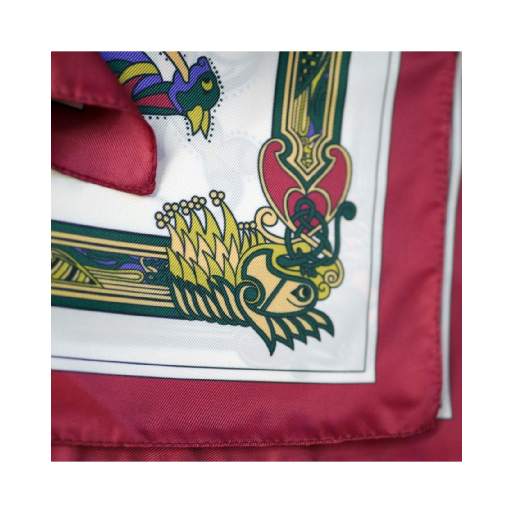 ACCESSORIES BOOK of KELLS SQUARE SIGNATURE SCARF - Wine/Purple/Bottle Grn