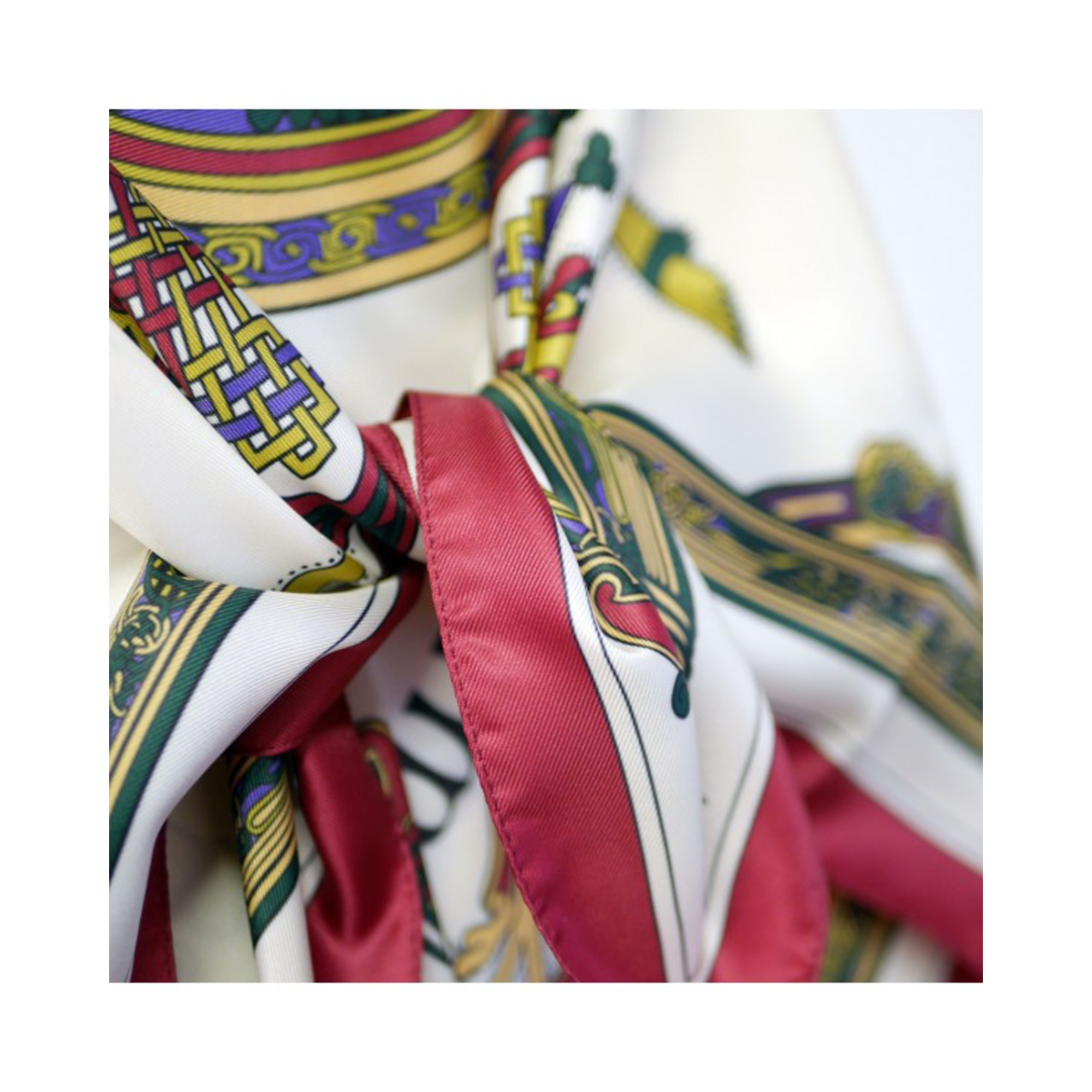 ACCESSORIES BOOK of KELLS SQUARE SIGNATURE SCARF - Wine/Purple/Bottle Grn