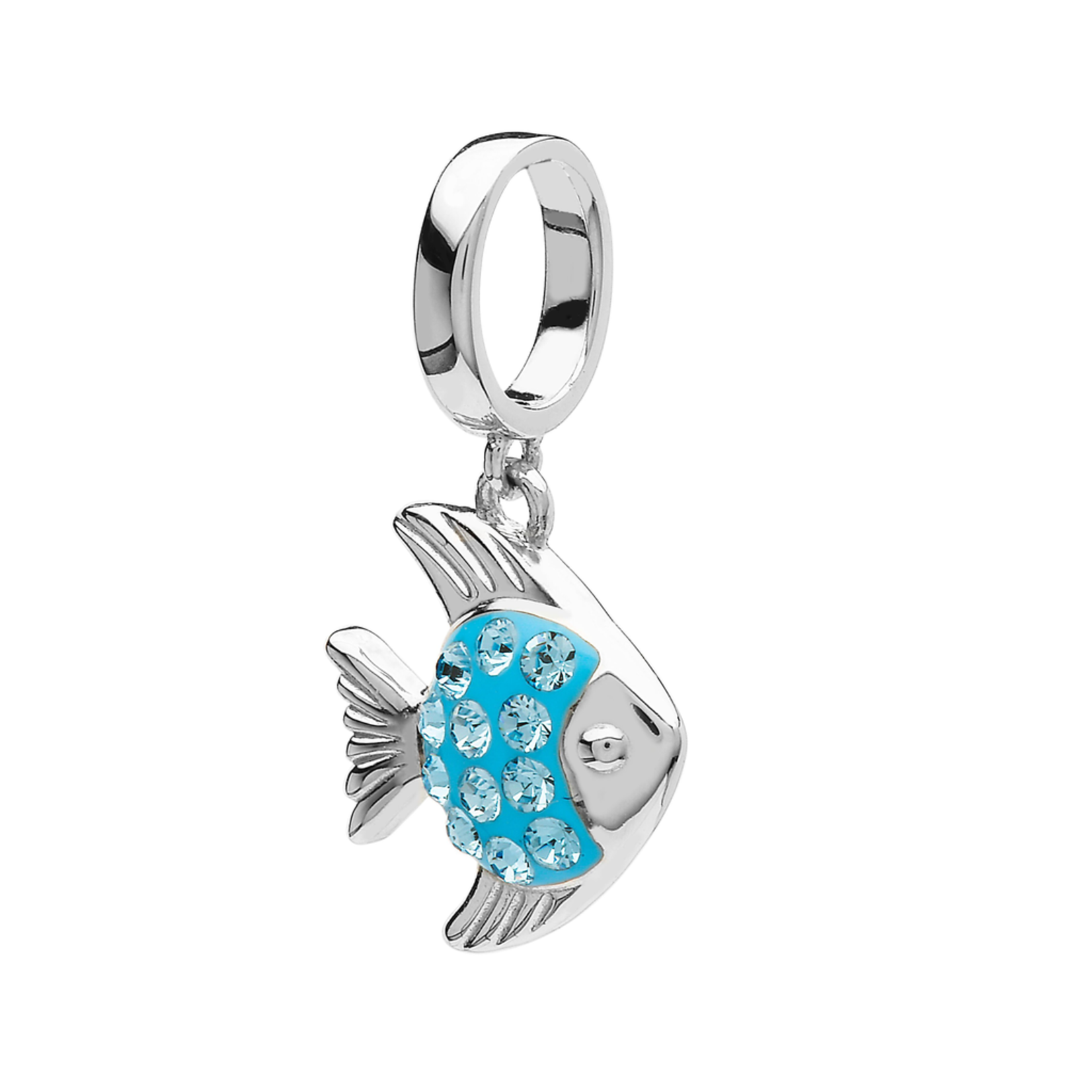 BEADS OCEAN TD BEAD - Sterling Dangle Angel Fish w/ AQUA CRYSTALS