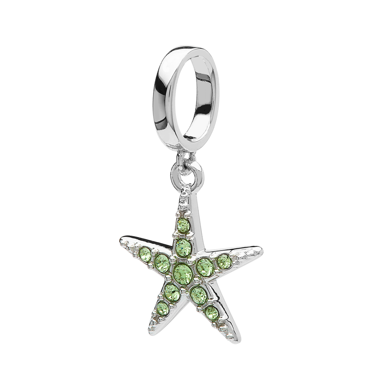 BEADS OCEAN TD BEAD - Sterling Drop Starfish w / PERIDOT CRYSTALS