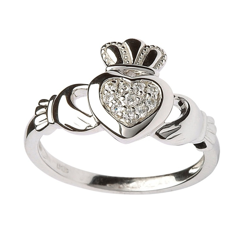 MISC NOVELTY CLEARANCE - SHANORE STERLING SILVER PAVE CZ CLADDAGH RING - FINAL SALE