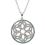 PENDANTS & NECKLACES SHANORE STERLING WHITE & GREEN TRINITY MEDALLION w CRYSTALS