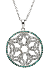 PENDANTS & NECKLACES SHANORE STERLING WHITE & GREEN TRINITY MEDALLION with SWAROVSKI CRYSTALS
