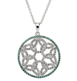 PENDANTS & NECKLACES SHANORE STERLING WHITE & GREEN TRINITY MEDALLION with SWAROVSKI CRYSTALS