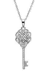 PENDANTS & NECKLACES CLEARANCE - SHANORE STERLING CELTIC KEY PENDANT w. CRYSTALS - FINAL SALE