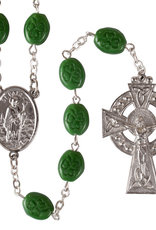 ROSARIES & JEWELRY GREEN SHAMROCK ROSARY with CELTIC CROSS