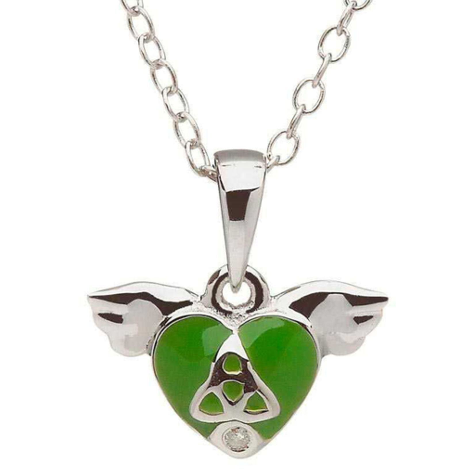 PENDANTS & NECKLACES CLEARANCE: LITTLE MISS STERLING GREEN HEART PENDANT :FINAL SALE