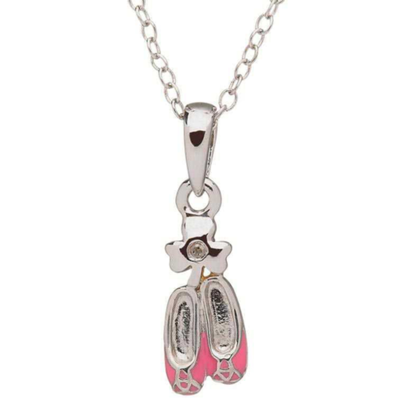 PENDANTS & NECKLACES CLEARANCE - LITTLE MISS STERLING PINK DANCE SHOES PENDANT - FINAL SALE