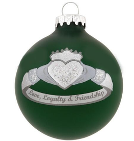 ORNAMENTS SILVER & GREEN CLADDAGH RING ORNAMENT