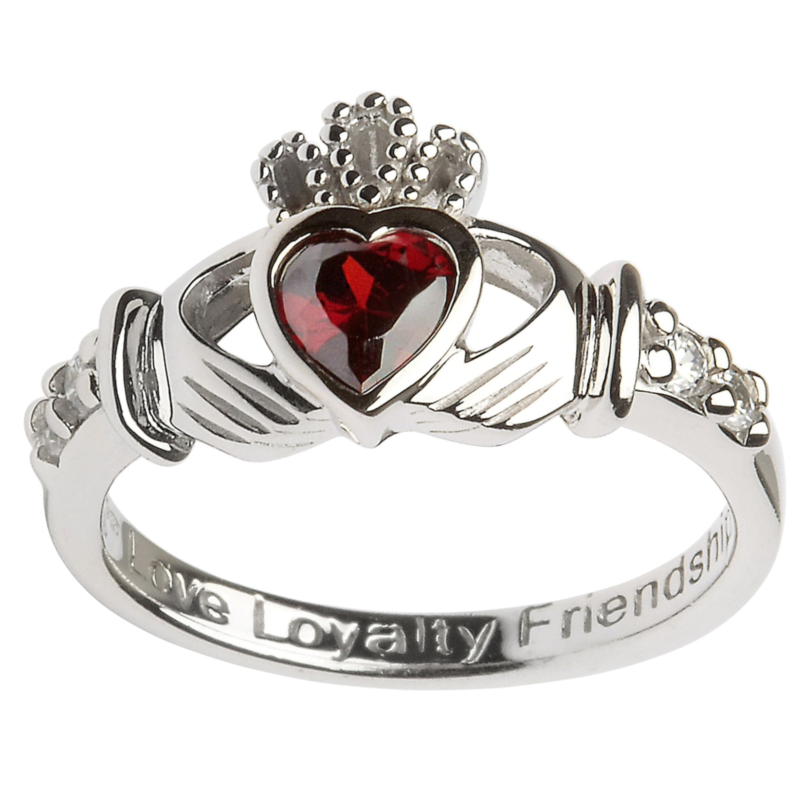 RINGS SHANORE STERLING BIRTHSTONE CLADDAGH RING - JANUARY