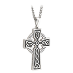 CROSSES SOLVAR OXIDIZED STERLING DOUBLE SIDED TRINITY CROSS w. 20" STAINLESS CHAIN