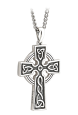 CROSSES SOLVAR OXIDIZED STERLING DOUBLE SIDED TRINITY CROSS w. 20" STAINLESS CHAIN