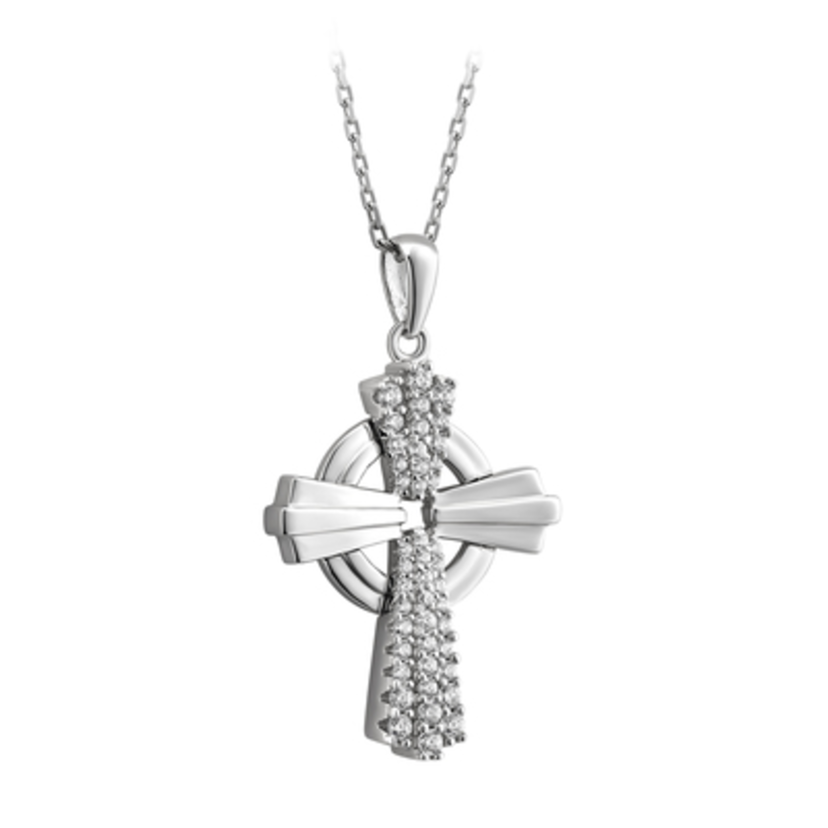 CROSSES CLEARANCE: SOLVAR STERLING PAVE CELTIC CROSS :FINAL SALE