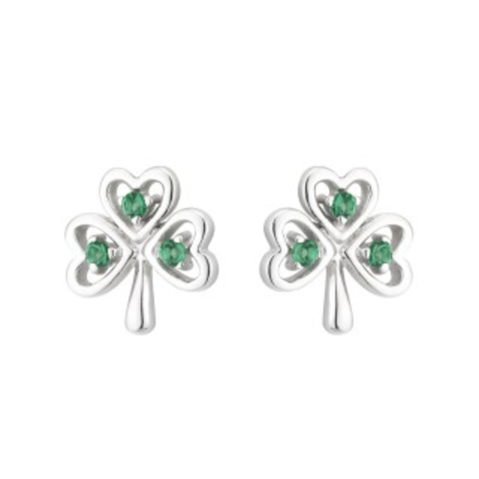 EARRINGS ACARA SILVER SHAMROCK STUD EARRINGS w STONES