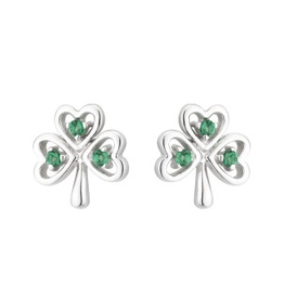 EARRINGS ACARA SILVER SHAMROCK STUD EARRINGS w STONES