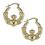 EARRINGS SOLVAR 14K CLADDAGH CREOLE HOOP EARRINGS