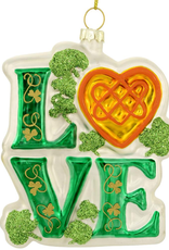 ORNAMENTS IRISH “LOVE” GLASS ORNAMENT