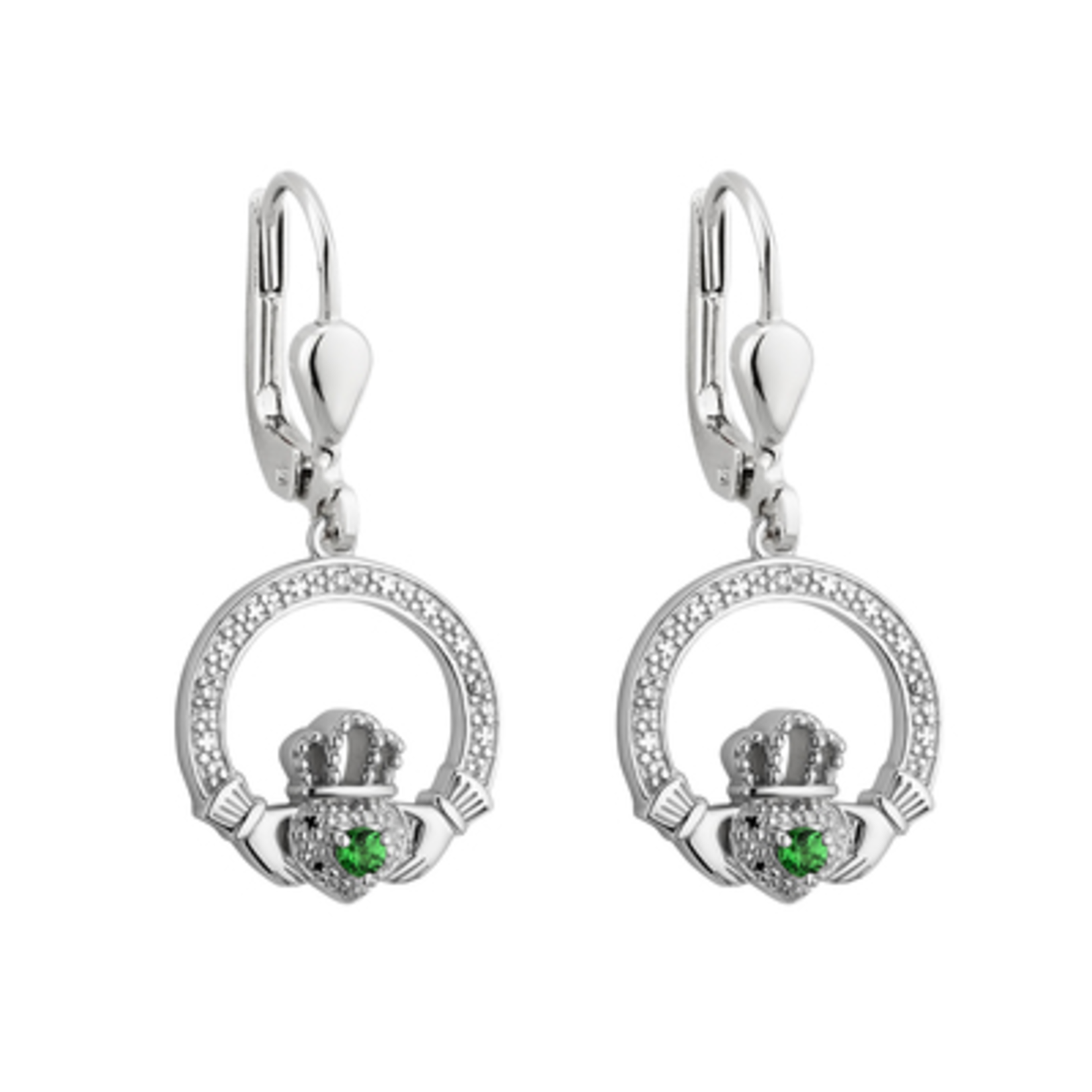 EARRINGS SOLVAR STERLING CRYSTAL ILLUSION CLADDAGH EARRINGS