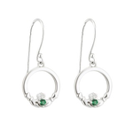 EARRINGS ACARA SILVER CLADDAGH DROP EARRINGS with STONES