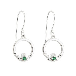 ACARA SILVER CLADDAGH DROP EARRINGS with STONES Irish Crossroads