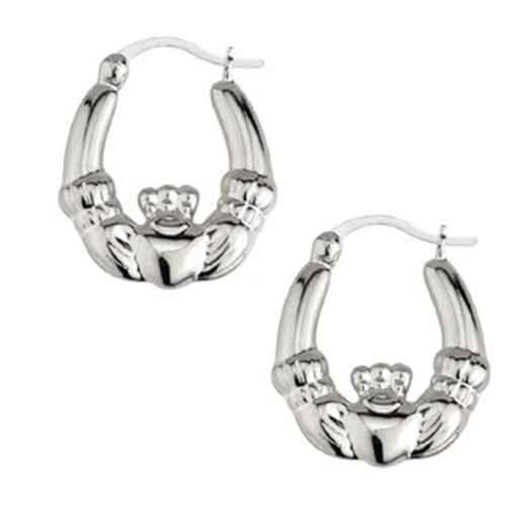 EARRINGS SOLVAR STERLING LRG CLADDAGH HOOP EARRINGS