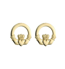 14k Gold Small Claddagh Creole Hoop Earrings