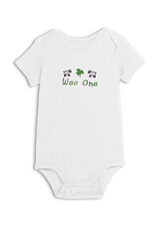 BABY CLOTHES CLEARANCE: "WEE ONE" ONESIE with RUFFLES :FINAL SALE