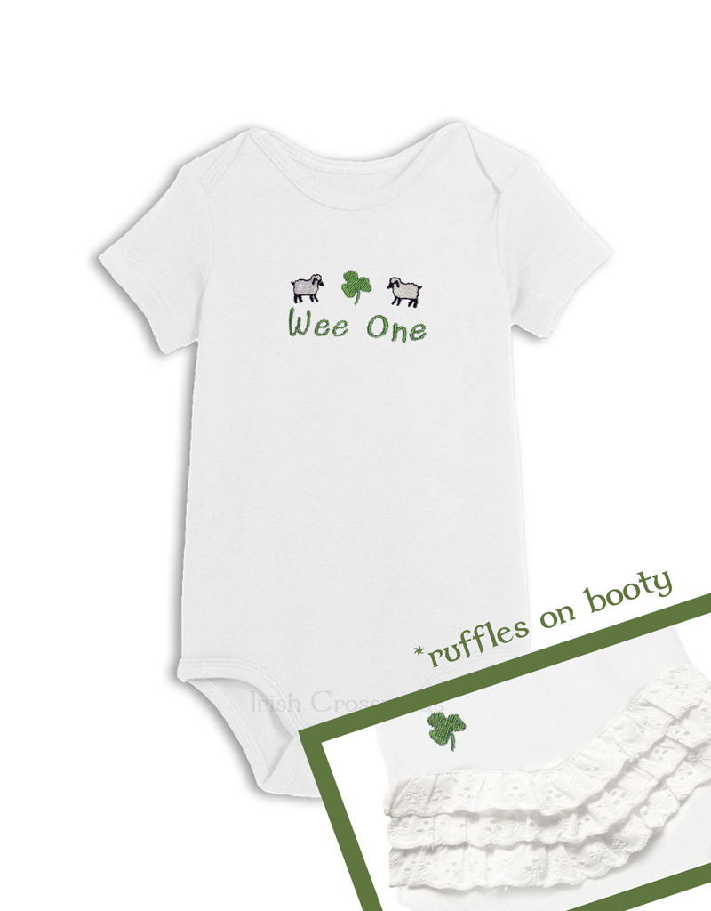 BABY CLOTHES "WEE ONE" ONESIE with RUFFLES
