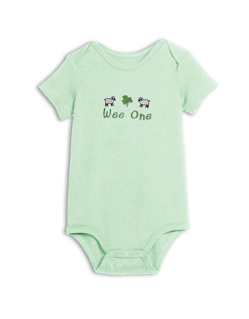 BABY CLOTHES "WEE ONE" MINT ONESIE