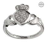 RINGS SHANORE STERLING CLADDAGH w WHITE CRYSTALS