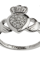 RINGS SHANORE STERLING CLADDAGH w WHITE CRYSTALS