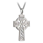CELTIC CROSSES SOLVAR STERLING DOUBLE SIDED TRINITY CROSS w. 20"  CHAIN