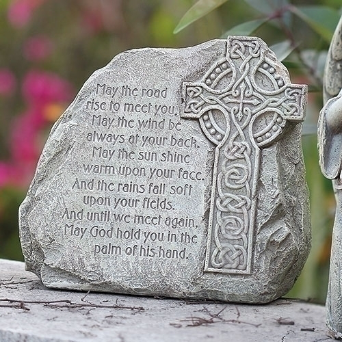 GARDEN MAY THE ROAD RISE GARDEN STONE with CELTIC CROSS