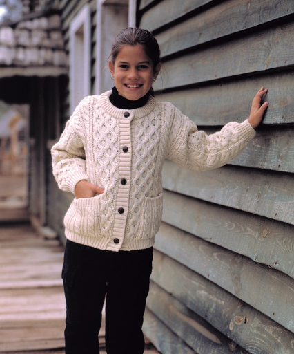 KIDS CLOTHES CLEARANCE: CHILDREN'S BUTTON ARAN SWEATER :FINAL SALE