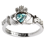 RINGS SHANORE STERLING BIRTHSTONE CLADDAGH RING - MARCH