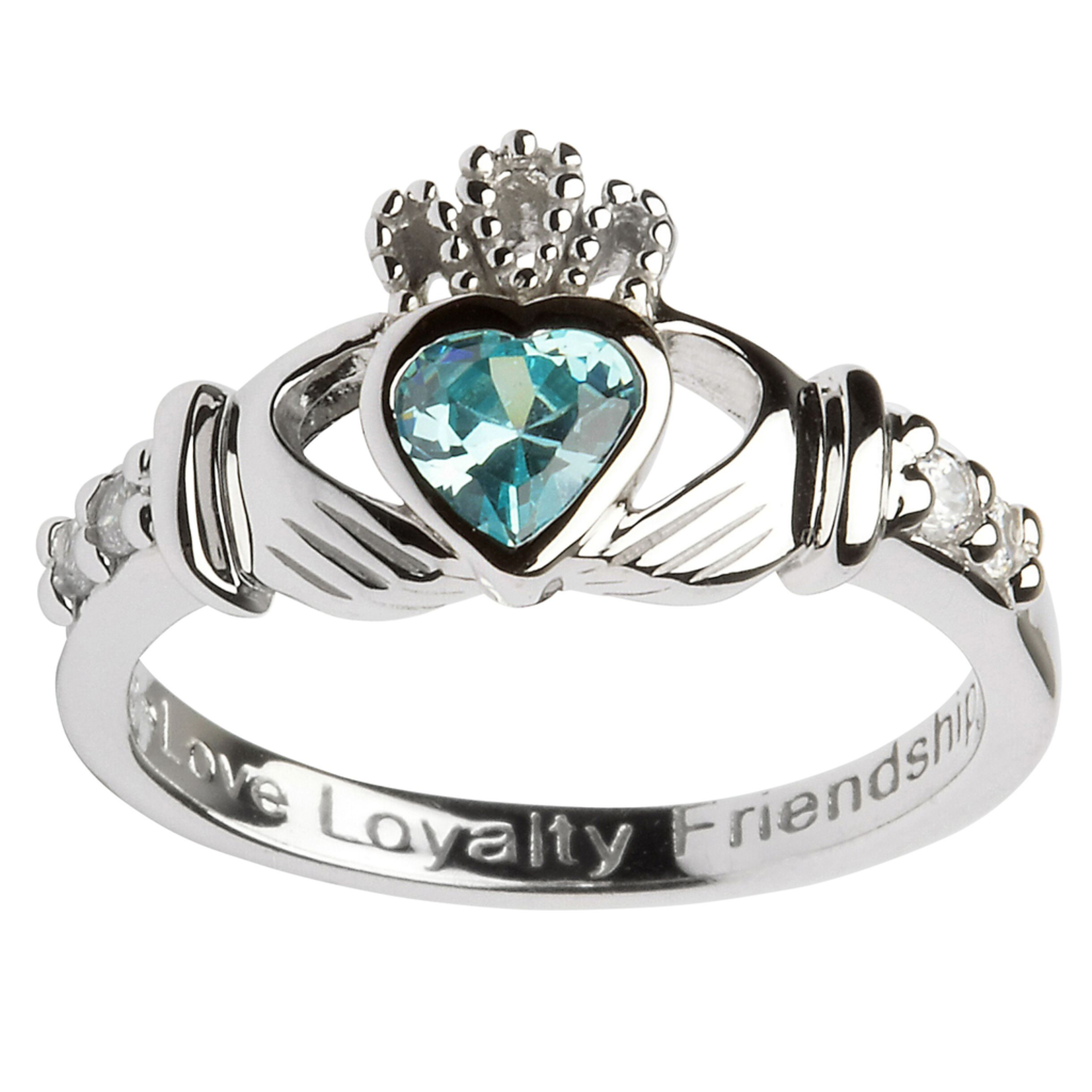 RINGS SHANORE STERLING BIRTHSTONE CLADDAGH RING - MARCH