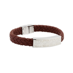 MENS JEWELRY SOLVAR CELTIC MAN STAINLESS STEEL & BRN LEATHER BRACELET