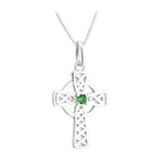 PENDANTS & NECKLACES ACARA SILVER LRG CROSS PENDANT with STONE