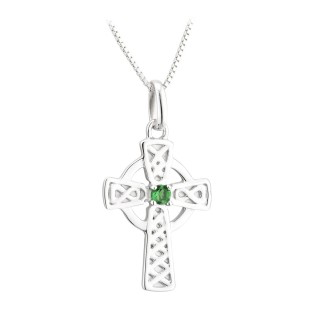 PENDANTS & NECKLACES ACARA SILVER LRG CROSS PENDANT with STONE