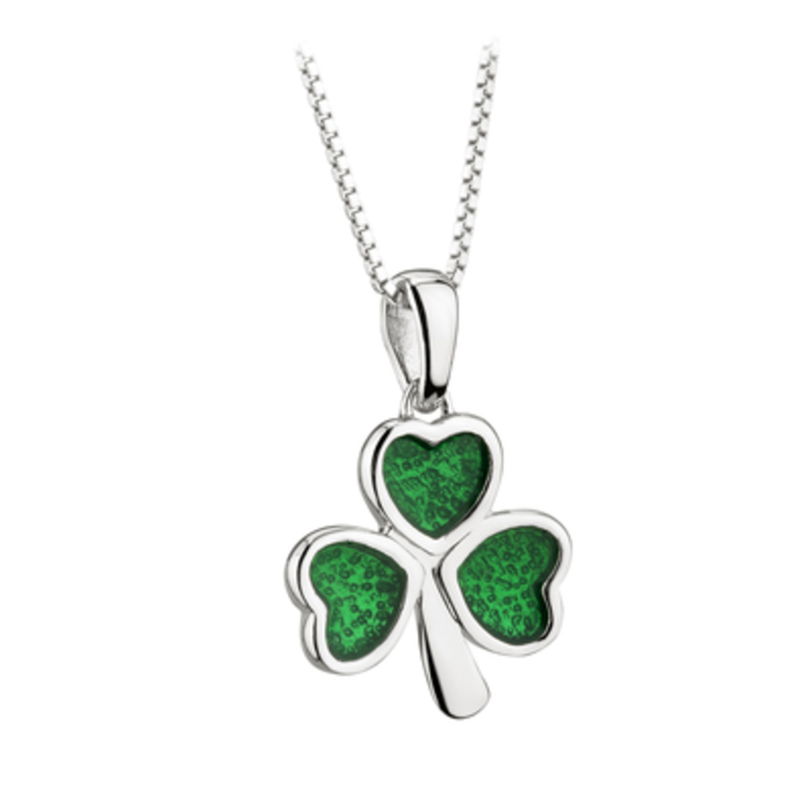 PENDANTS & NECKLACES ACARA SILVER & GREEN ENAMEL SHAMROCK PENDANT