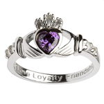 RINGS SHANORE STERLING BIRTHSTONE CLADDAGH RING - FEBRUARY